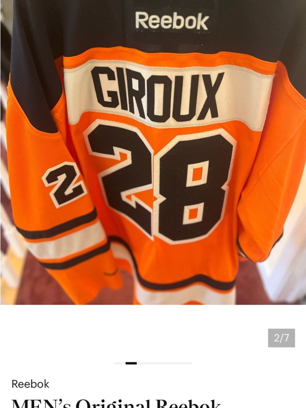Reebok Orange and Black NHL Hockey Jersey with Captain Patch - Picture 2 of 7